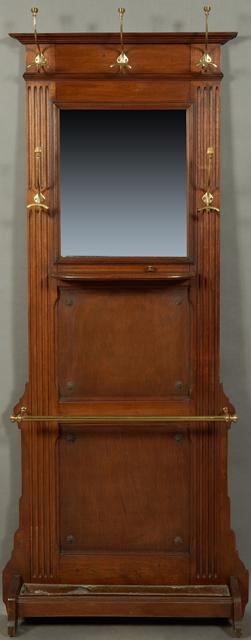 English Carved Oak Hall Tree, c. 1900, the stepped (1 of 1)