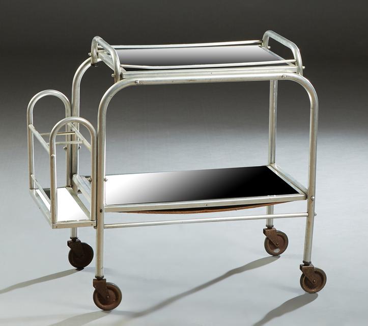 French Aluminum Dessert Cart, 20th c., the top with a (1 of 2)