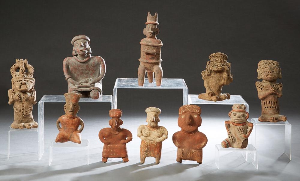 Group of Ten Pre-Columbian Style Pottery Figures, 20th (1 of 1)