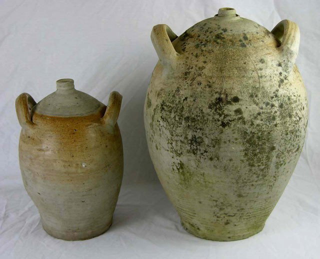 Two French Earthenware Wine Jars, 19th c..: Two French Earthenware Wine Jars, 19th c..