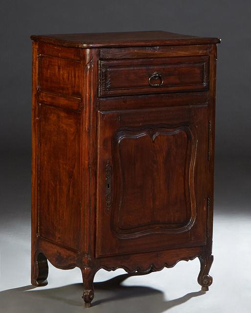 French Provincial Louis XV Style Carved Oak Confiturier, 19th c., the stepped rounded corner and (1 of 1)