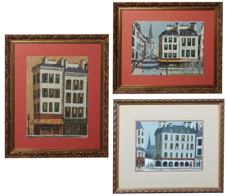 Roger Edward Kuntz (1926-1975, Texas/California), Three French Cityscapes, c. 1950, serigraphs on (1 of 12)