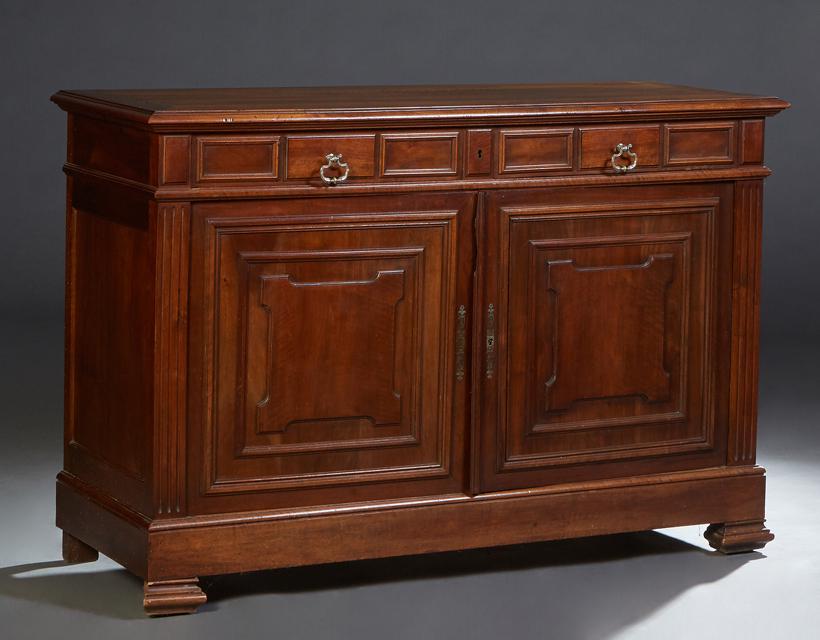 French Provincial Louis Philippe Carved Walnut Sideboard, late 19th c., the stepped edge rectangular (1 of 1)
