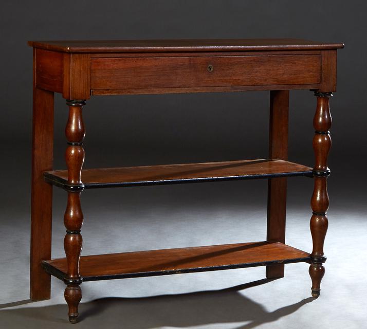 French Provincial Carved Walnut Serving Trolley, c. 1870, the rectangular top over a long frieze (1 of 1)