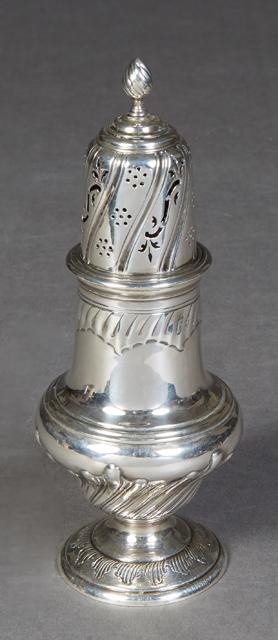 Sterling Sugar Shaker, London, 1888, by Charles Stuart Harris, fully hallmarked, with repousse (1 of 1)