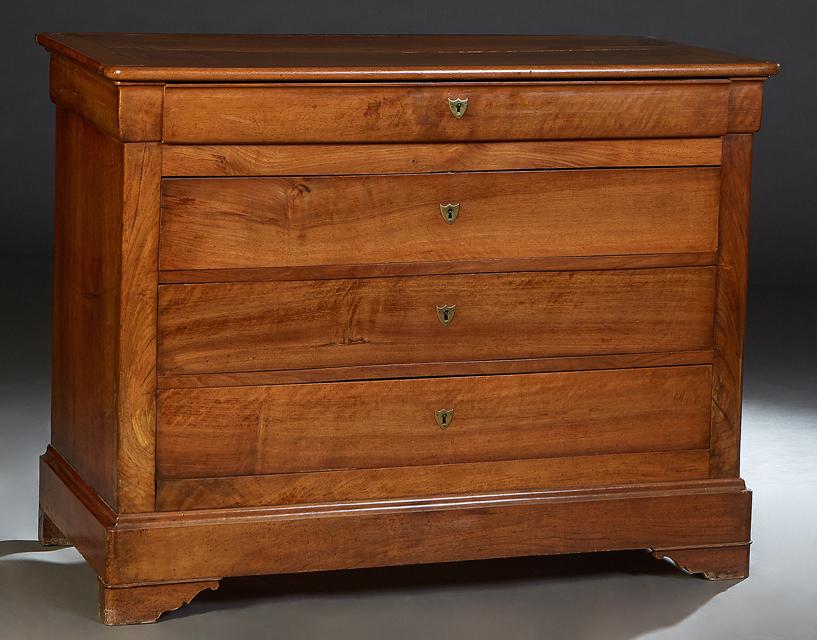 French Provincial Louis Philippe Carved Walnut Commode, 19th c., the rounded corner and edge top (1 of 1)