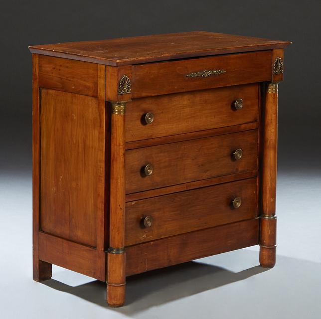 French Empire Style Carved Cherry Commode, early 20th c., the rectangular top over a frieze drawer (1 of 4)