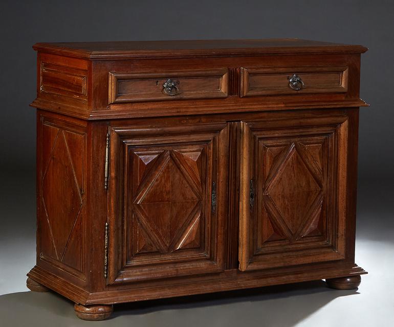 French Provincial Louis XIII Style Carved Walnut Sideboard, 19th c., the stepped rectangular top (1 of 1)
