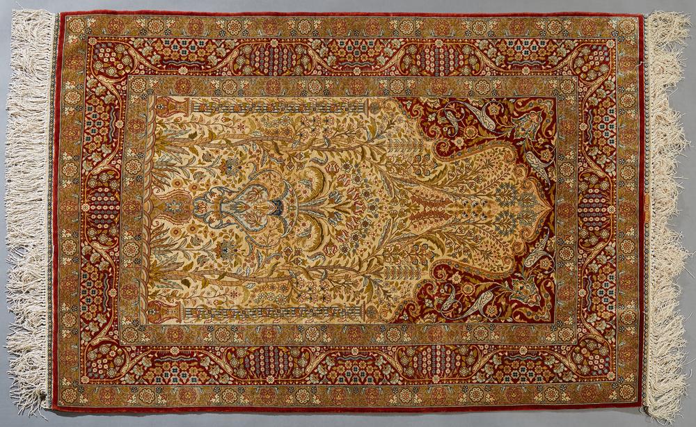 Hereke Silk "Tree of Life" Carpet, 3' 3 x 4' 10. (1 of 7)