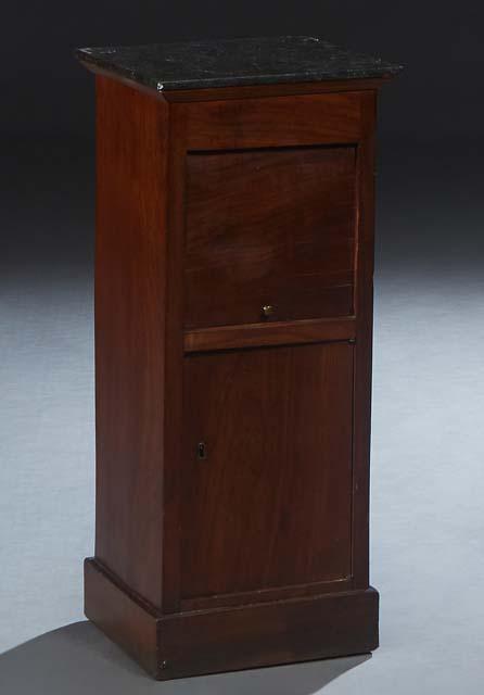 Unusual American Carved Mahogany Marble Top Nightstand, late 19th c., the black marble top over a (1 of 1)