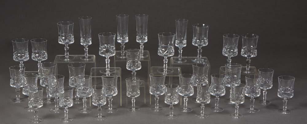 Thirty-Six Piece Set of French Crystal Stemware, 20th c., consisting of 12 red wines, 4 champagnes, (1 of 1)