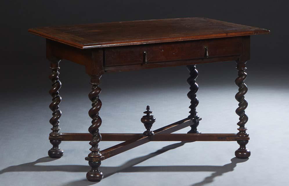 French Provincial Louis XIII Style Carved Walnut Writing Table, late 19th c., the shaped rounded (1 of 1)
