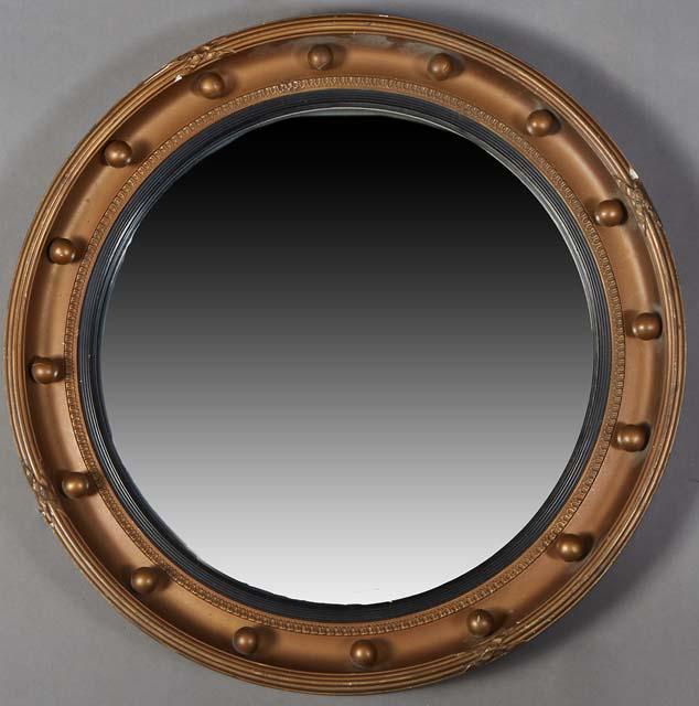 Regency Style Giltwood Bullseye Mirror, early 20th c., the wide reeded edge cove molded frame (1 of 1)