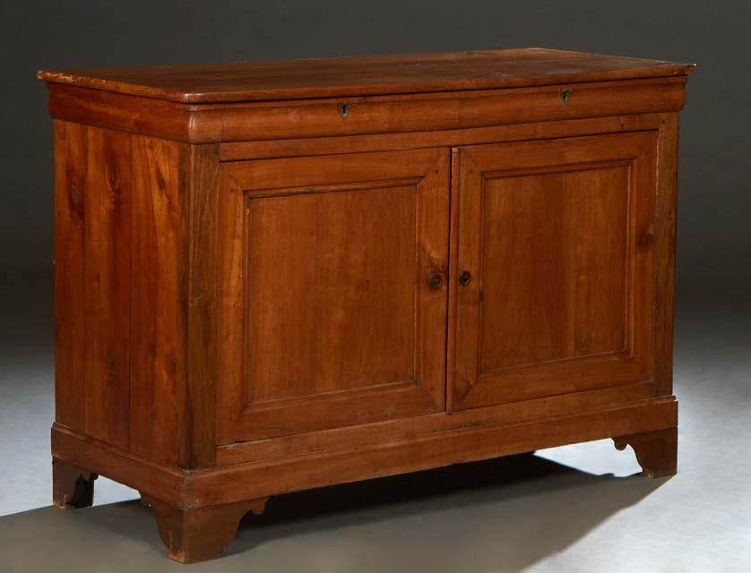 French Provincial Louis Philippe Carved Walnut Sideboard, 19th c., the rounded corner top over two (1 of 1)