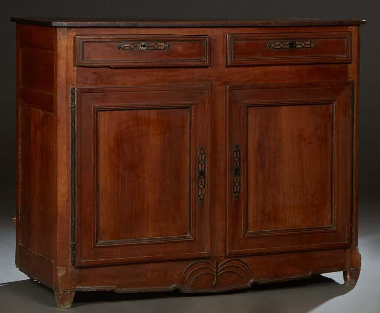 French Provincial Louis XV Carved Cherry Sideboard, 19th c., the canted corner top over two frieze (1 of 1)