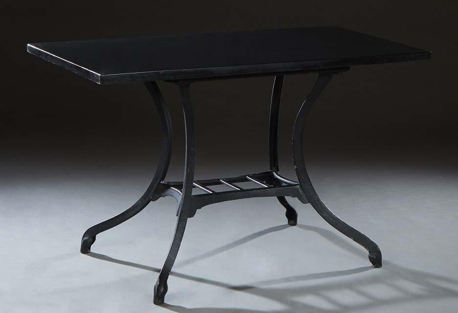 French Style Slate Top Wrought Iron Console Table, 20th c., the rectangular top on a wrought iron (1 of 1)