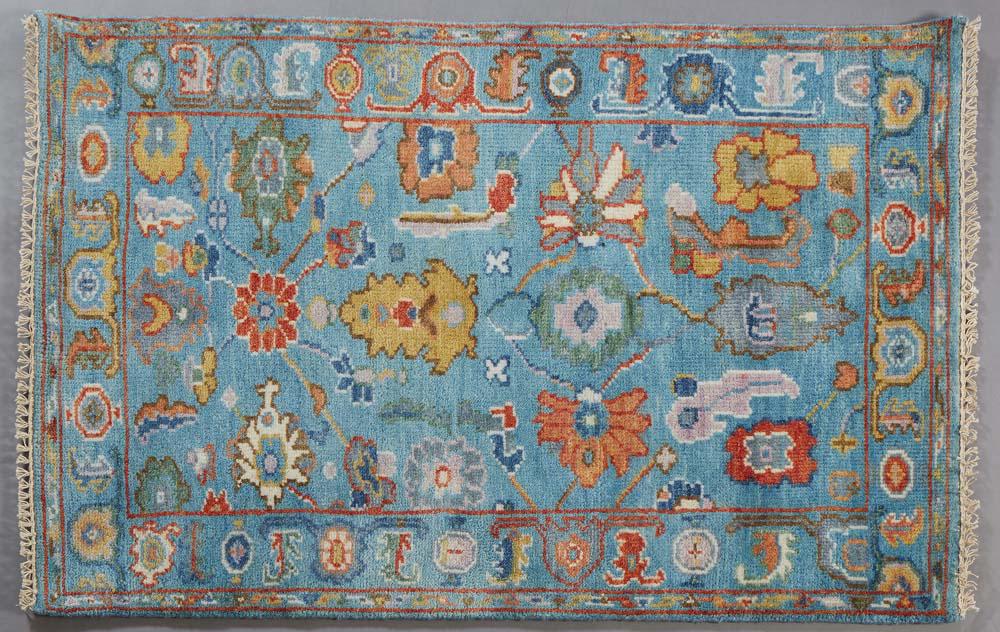 Turkish Angora Oushak Carpet, 3' x 4' 8. (1 of 4)