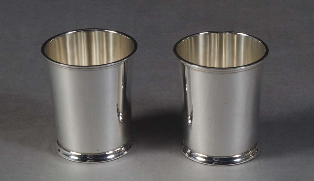 Pair of Fisher Sterling Julep Cups, 20th c., #87, of tapering form with stepped rims and feet, one (1 of 3)