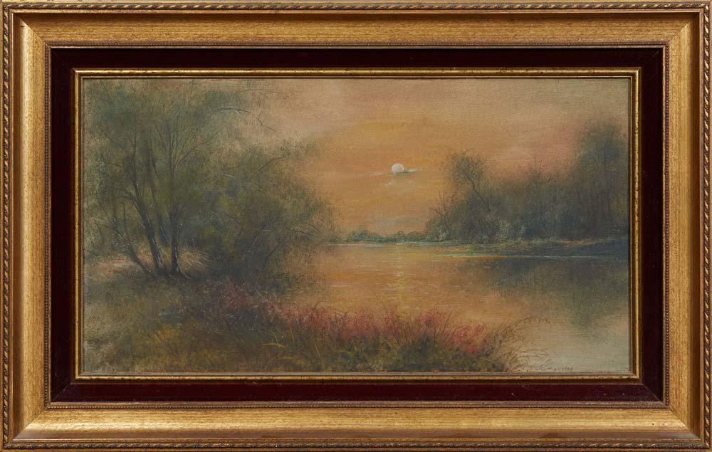Willie C. (William) Ousley (1866-1953, Louisiana), "Moonlight Bayou," early 20th c., oil on board, (1 of 4)
