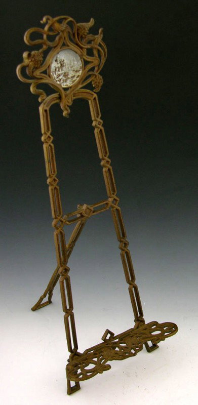 Gilt Cast Iron Tabletop Easel, c. 1900, the back m