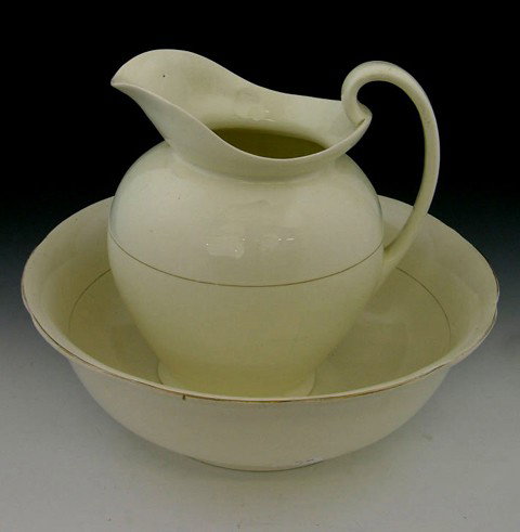 American Ceramic Bowl and Pitcher, c. 1900, with g