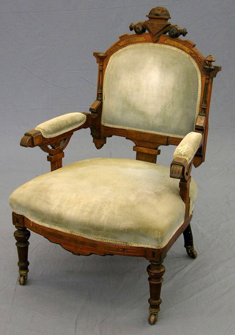 American Renaissance Revival Carved Walnut Armchai