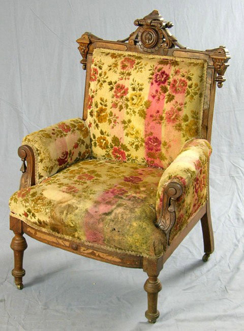 American Carved Walnut Jeliff Style Bergere, c. 18