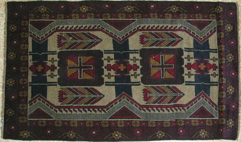 Afghan Beluchi Carpet, 3' 8 x 6' 1.