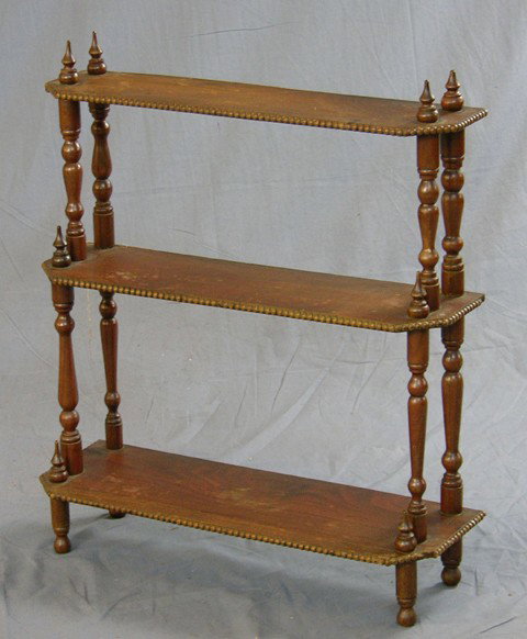 American Carved Mahogany Three Tier Bookshelf, c. 