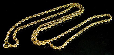 14K Yellow Gold Braided Rope Twist Necklace, L.- 2