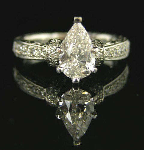 Lady's 18K White Gold Engagement Ring, with a 75