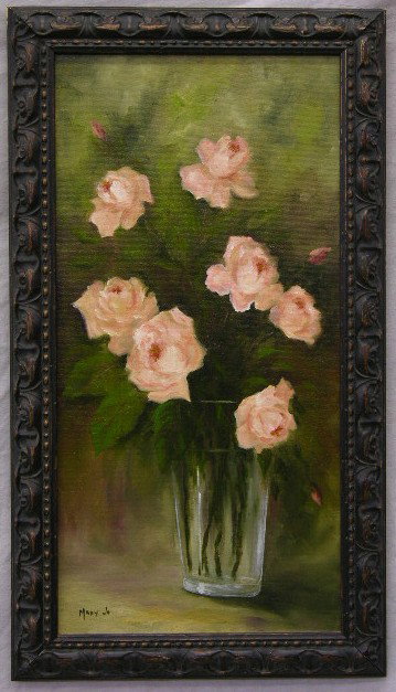 Mary Jo Woodbridge, "Still Life of Roses in a Gla