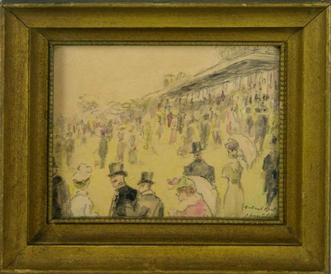 Gabriel Spat (1890-1967), "Longchamps," and "Chant: Gabriel Spat (1890-1967), "Longchamps," and "Chantilly," early 20th c., pair of watercolor and graphite, signed and dated l.r., framed.