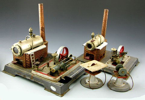 Group of Six Toy Steam Engines and Four Accessorie: Group of Six Toy Steam Engines and Four Accessories, early 20th c, including one Mamod Tractor, one Quality Brand, and three Wilesco. (10 Pcs.)