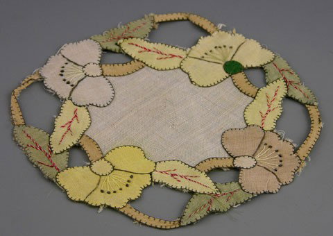Newcomb College Needlework Doily, c. 1927, by Anit: Newcomb College Needlework Doily, c. 1927, by Anita Nolan, Dia.- 5 1/2 in.