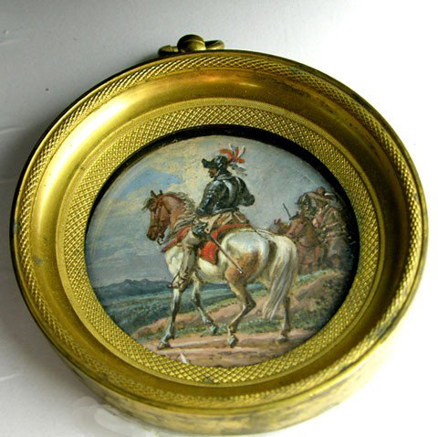 Alexander Ossipovich Orlowsky (1777-1832), "Portra: Alexander Ossipovich Orlowsky (1777-1832), "Portrait of a Soldier in Armor on Horseback," 1819, oil on card, signed and dated l.l., presented in a period bronze frame. Note: Orlowsky was the court pai