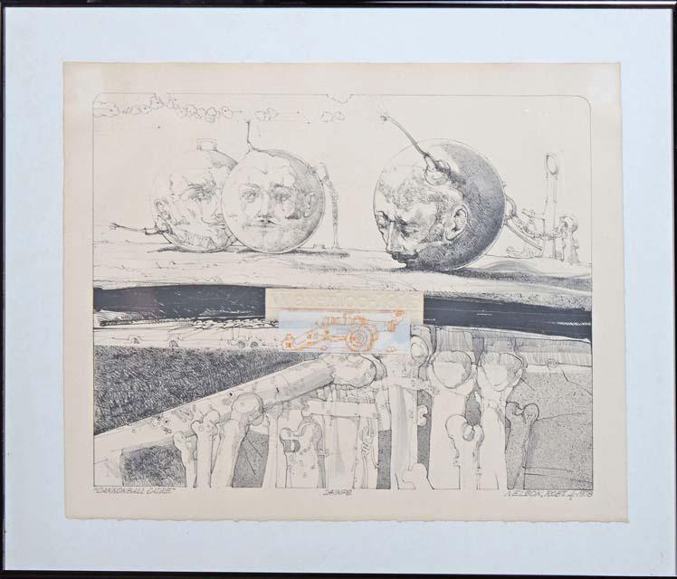 Robert Allen Nelson (1925-2021, Pennsylvania/Wisconsin), "Cannonball Cadre," 1978, embellished (1 of 4)