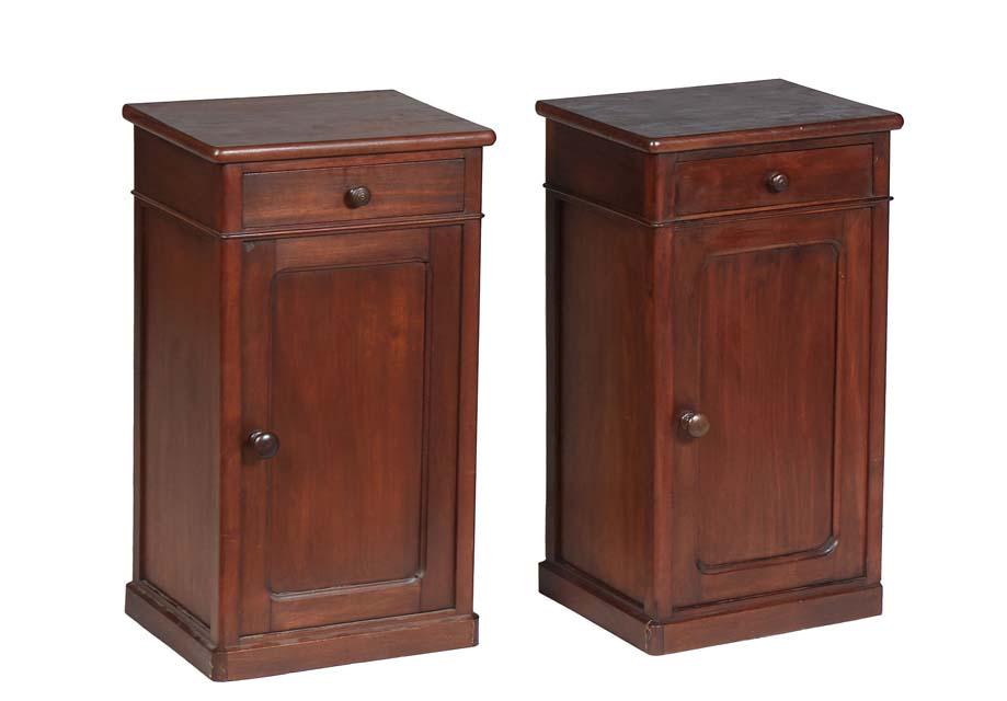 Pair of French Provincial Louis Philippe Carved Walnut Nightstands, 19th c., the rectangular top (1 of 1)