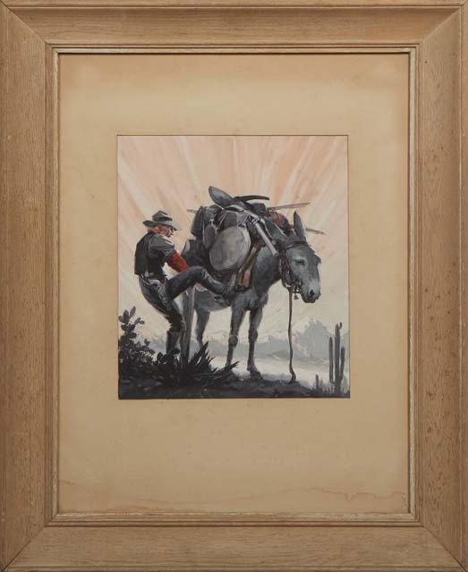 Louis Valentine Bonhajo (American, 1855-1934), "Pack Mule," late 19th/early 20th c., gouache on (1 of 4)