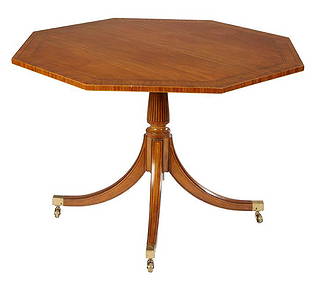 Inlaid Mahogany Tilt Top Dining Table, 20th c., by Baker, from The Collector's Edition, with metal t (1 of 1)