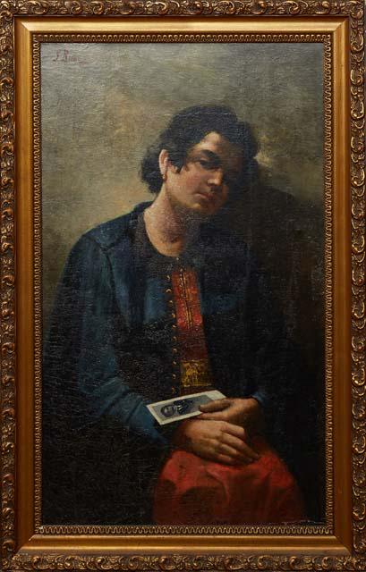 Ignazio Ricca (1954-, Italian), "Portrait of an Italian Woman in Mourning," 19th c., oil on canvas, (1 of 4)