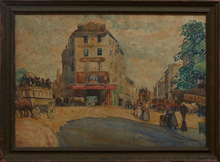 Ignacio (Nacho) Rosas (Mexico, 1880-1950), "Paris Street Scene," 1908, watercolor on paper, (1 of 5)
