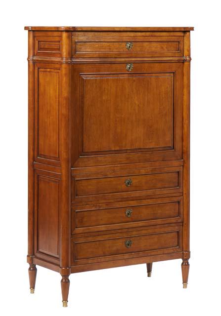 French Louis XVI Style Carved Cherry Secretary Abattant, 19th c., the cookie corner top over a (1 of 2)