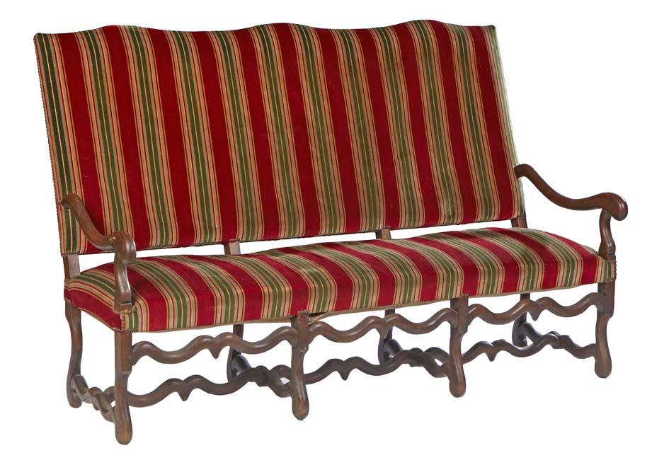 French Louis XIII Style Carved Oak Settee, 20th c., the canted serpentine upholstered back over an (1 of 1)