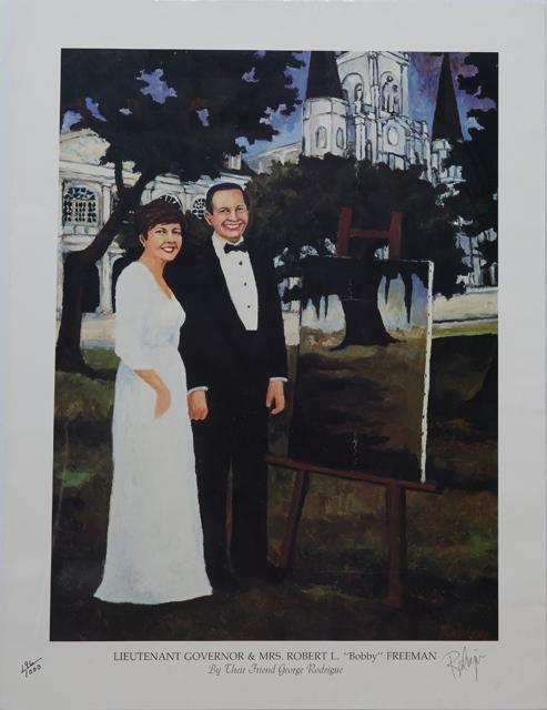 George Rodrigue (1944-2013, Louisiana), "Lieutenant Governor and Mrs. Robert L. 'Bobby' Freeman," c. (1 of 2)