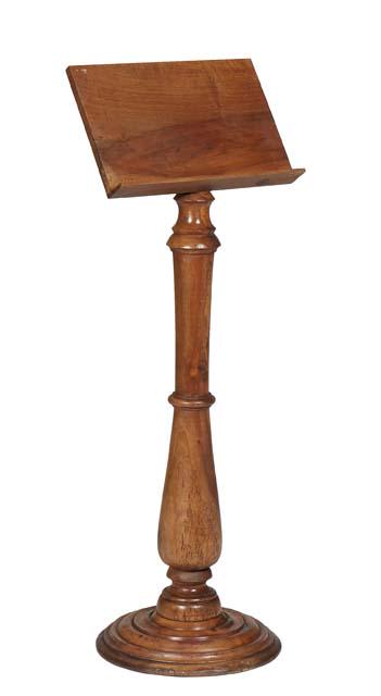 French Provincial Carved Walnut Lectern, 19th c., the slanted book stand on a turned tapered support (1 of 1)