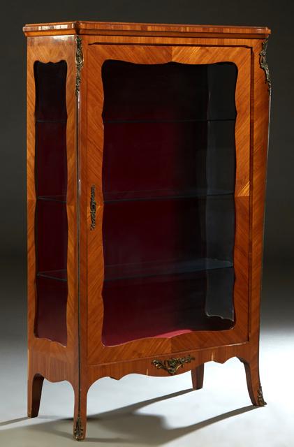 French Louis XV Style Ormolu Mounted Carved Mahogany Vitrine, 20th c., the stepped top over a large (1 of 1)