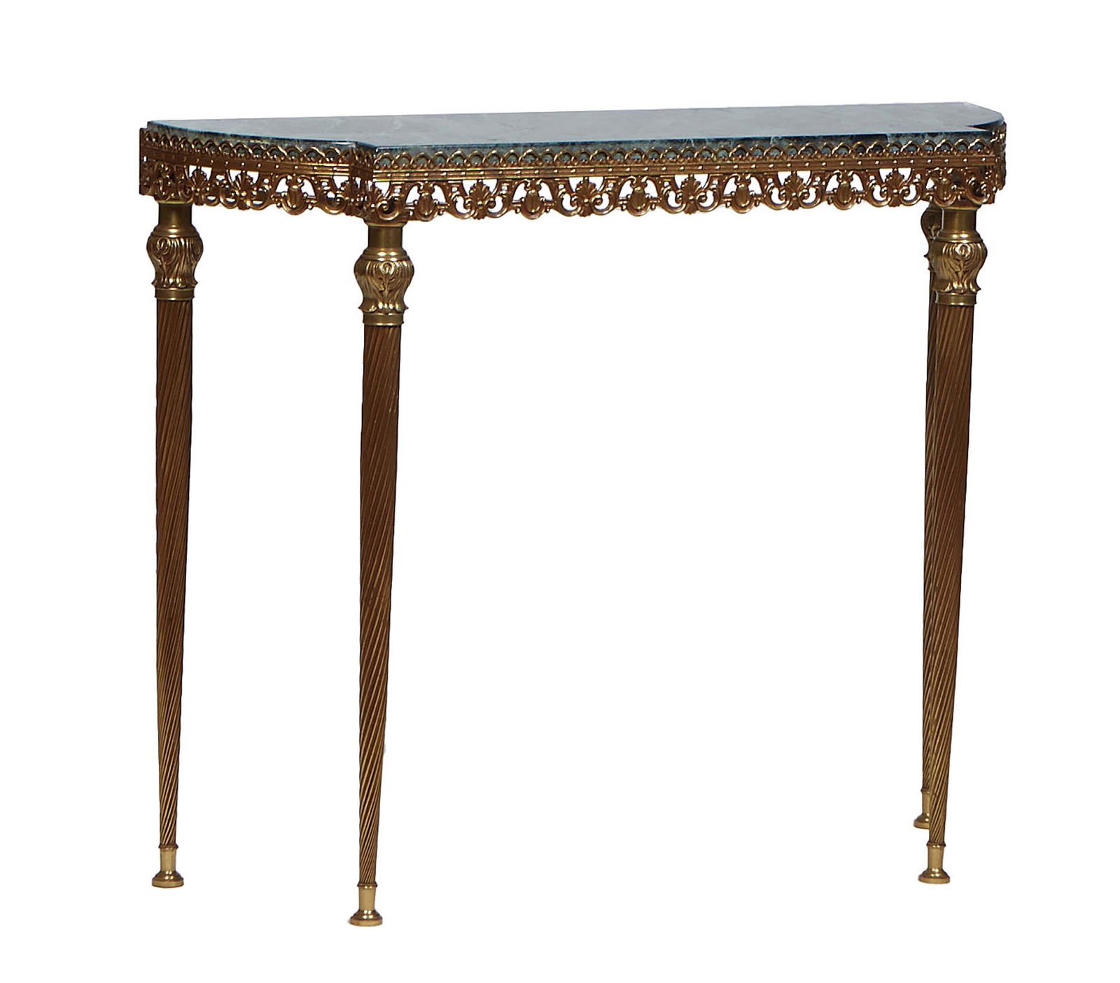 French Louis XVI Style Ormolu Mounted Walnut Marble Top Console Table, late 19th c., the breakfront (1 of 1)