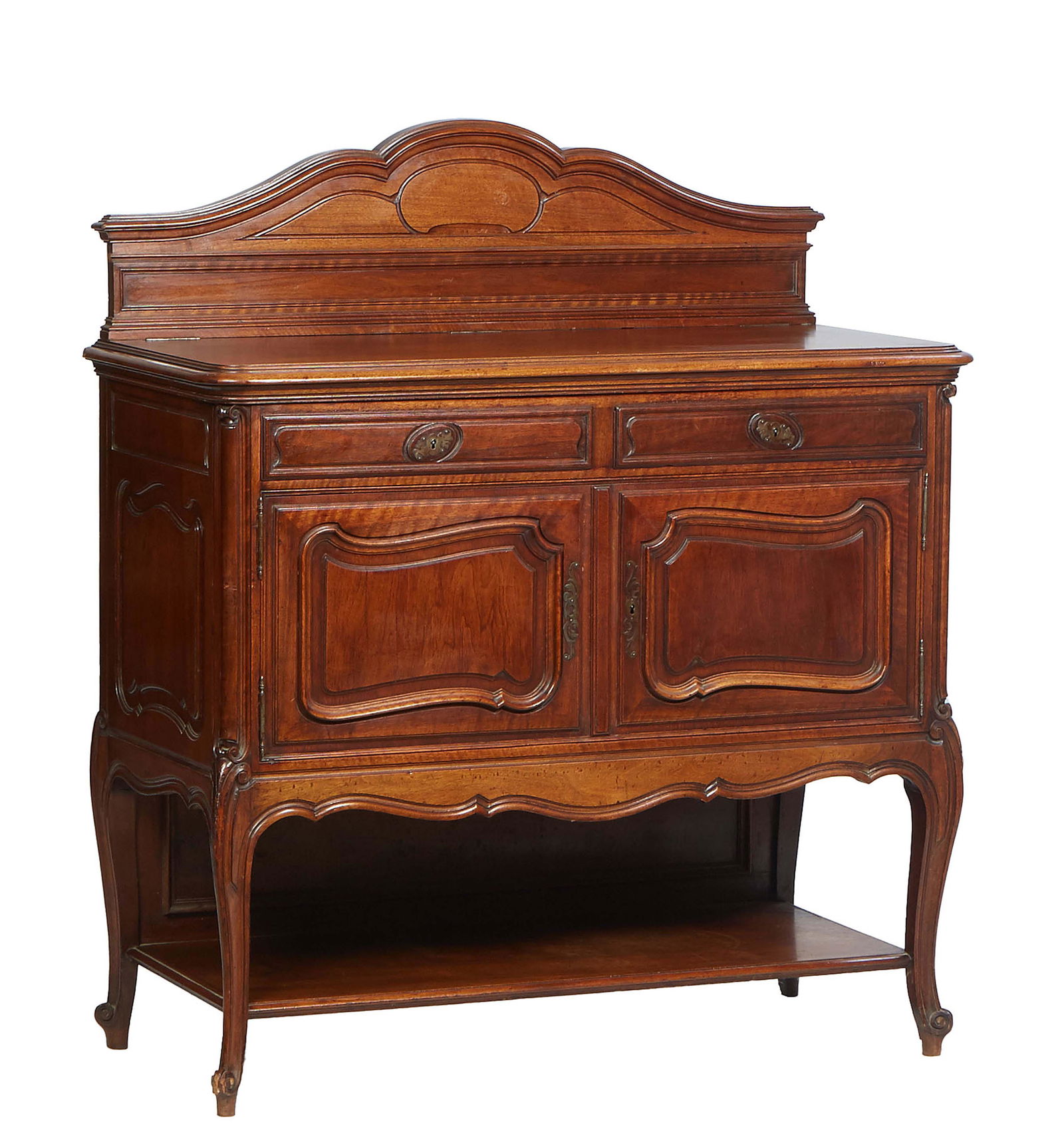 French Louis XV Style Carved Walnut Marble Top Server, late 19th c., the lifting hinged folding (1 of 2)