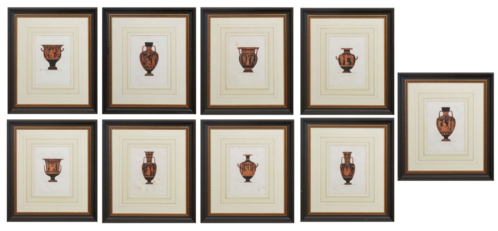 Henry Moses (English, 1782-1870), Nine Hand-Colored Greek Vase Etchings, c. 1819, published by (1 of 20)